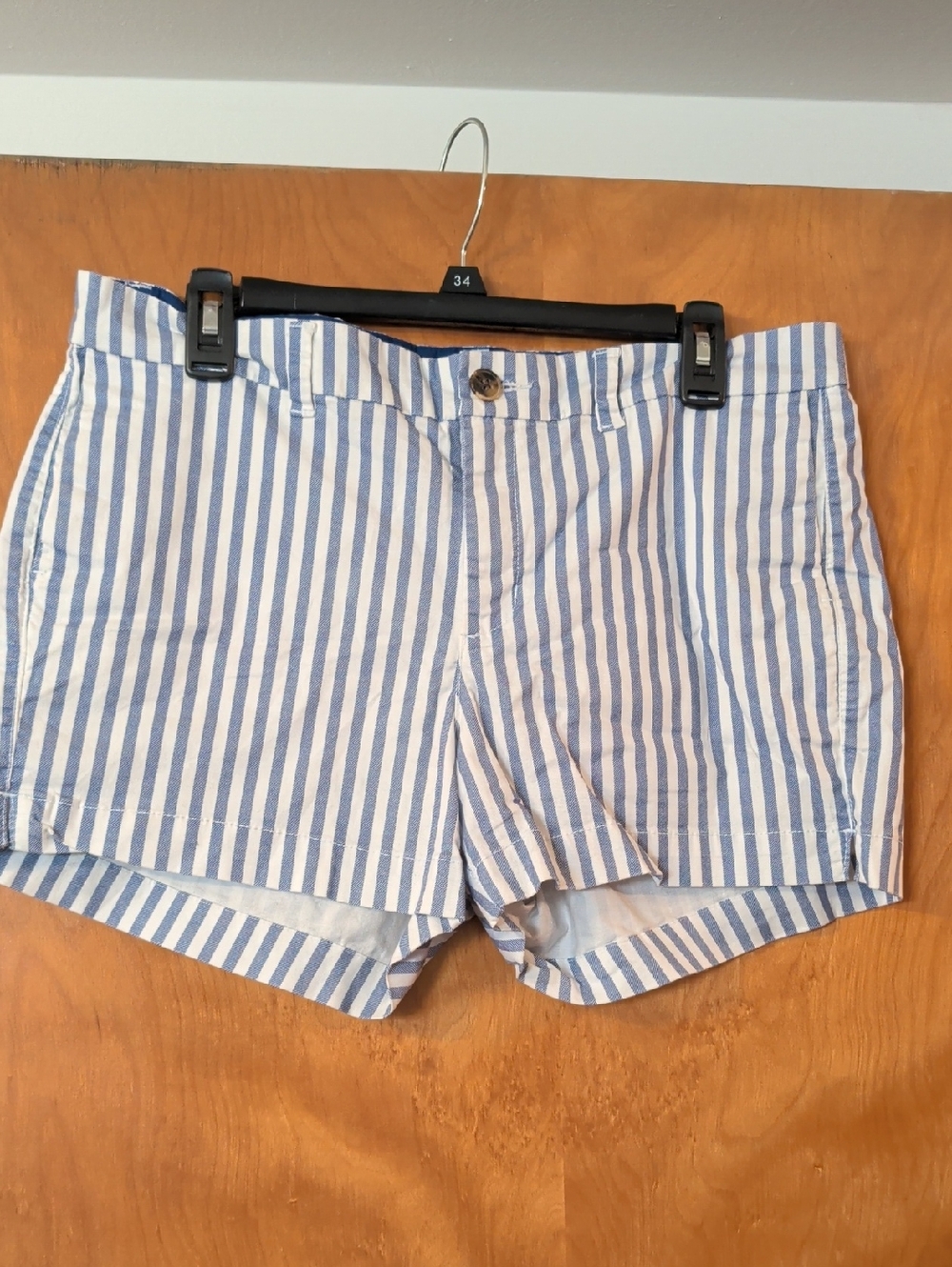 Old Navy Blue and White Striped Women's Jean Shorts
